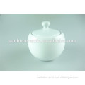 cheap ceramic plain white dinnerware type round sugar pot with lid